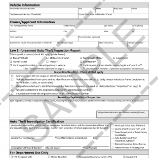 Form VTR 68-A. Law Enforcement Identification Number Inspection