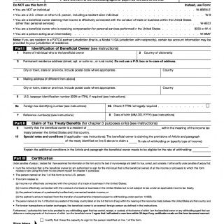 IRS Form W-8BEN. Certificate of Status of Beneficial Owner for United States Tax Withholding and Reporting