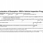 Declaration of Exemption Form (735-1400) for DEQ’s Vehicle Inspection Program