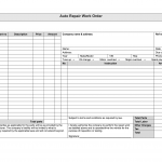 Auto Repair Work Order sheet sample