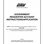 CA DMV Form INF 40. Government Requester Account Instructions/Application