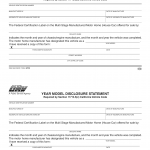 CA DMV Form REG 5060. Year Model Disclosure Statement