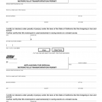 CA DMV Form REG 712. Application for Special Motorcycle Transportation Permit