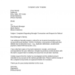 Complaint Letter to Bank Manager for Refund of Money