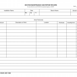 DA Form 5156-R. Section Maintenance and Repair Record (LRA)