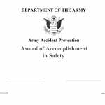 DA Form 5775. Army Accident Prevention Award of Accomplishment in Safety