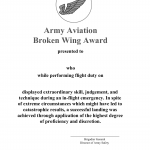 DA Form 5778. Army Aviation Broken Wing Award