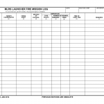 DA Form 7233. MLRS Launcher Fire Mission Log