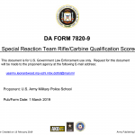 DA Form 7820-9. Special Reaction Team Rifle/Carbine Qualification Scorecard