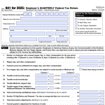 IRS Form 941 for 2025. Employer’s QUARTERLY Federal Tax Return