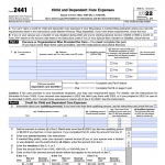 IRS Form 2441. Child and Dependent Care Expenses