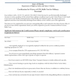 Form HSMV 71054. Certification for Waiver of Skill Test for Military Personnel - Florida