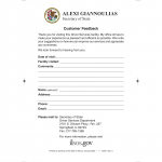 Form DSD A 221. Secretary of State Facility Customer Feedback - Illinois