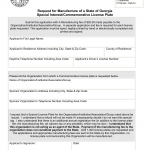 GA DMV Form MV-9Q Request for Manufacture of a State of Georgia Special Interest/Commemorative License Plate