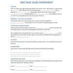 One Page Lease Agreement (Residential Rental)