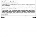 Oregon DMV Form 735-7286. Certification of Compliance with Federal Emission and Safety Standards