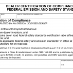 Oregon DMV Form 735-7290. Dealer Certification of Compliance with Federal Emission and Safety Standards