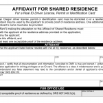 Oregon DMV Form 735-7480. Affidavit For Shared Residence - For a Real ID Driver License, Permit or ID Card