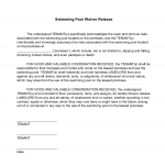 Swimming Pool Waiver Release form Landlord