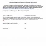 TX HHS Form 3834. Written Acknowledgement of Completion of Cybersecurity Training Program