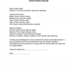 Vehicle Delivery Receipt