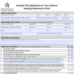 Form VTR-130-SOF. Bonded Title Application or Tax Collector Hearing Statement of Fact