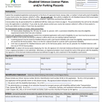 Form VTR-615: Application for Disabled Veteran License Plates and/or Parking Placards